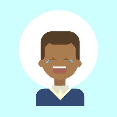 Afro-Amerikan erkek Cry duygu profili simgesinin, adam karikatür portre yüz