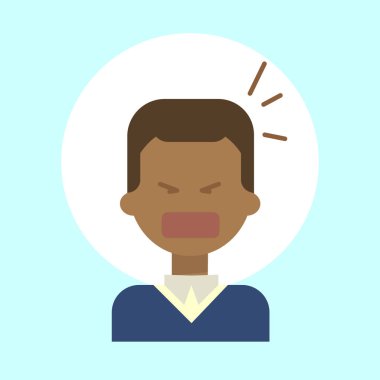 Afro-Amerikan erkek duygu profili simgesinin, adam karikatür portre yüz çığlık