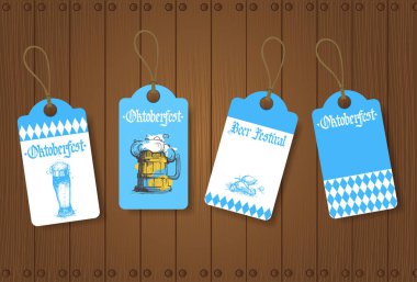 Oktoberfest Etiketler Alman Bira Festivali afiş tasarım simgeler koleksiyonu ayarla