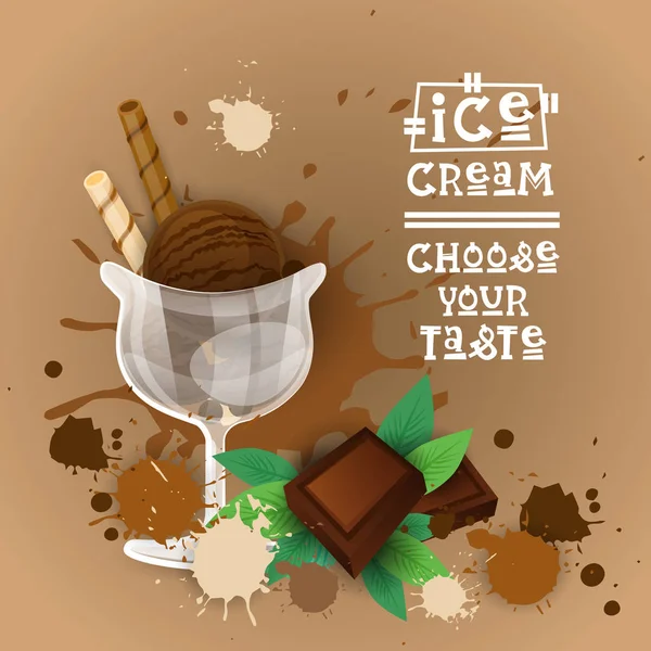 冰激淋徽标美丽夏日甜点美味的食物横幅 — 图库矢量图片