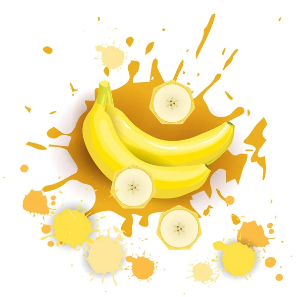 Banan frukt logotyp akvarell Splash Design fräsch naturlig mat — Stock vektor