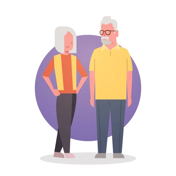 Homem sênior e mulher casal avó e grandfathr cinza cabelo ícone comprimento total — Vetor de Stock