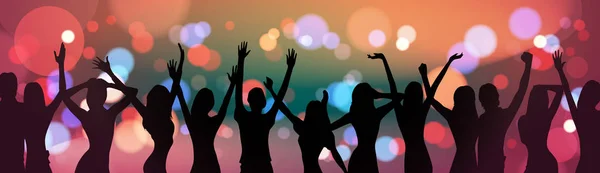 Силуэт Люди танцуют за праздничный фейерверк фон партия празднование концепции — стоковый вектор