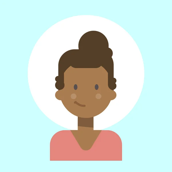 Icono de perfil de emoción femenina afroamericana, retrato de dibujos animados de mujer Cara sonriente feliz — Vector de stock