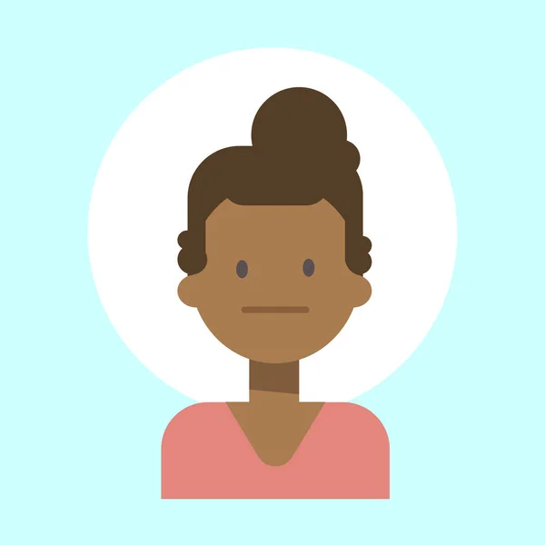Afrikanisch amerikanisch weiblich neutral emotionsprofil ikone, frau cartoon portrait gesicht — Stockvektor