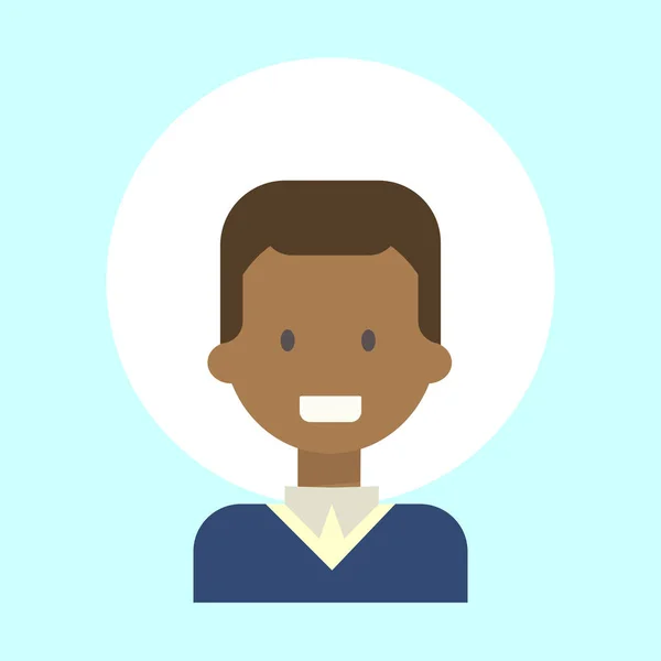 Icono de perfil de emoción masculina afroamericana, retrato de dibujos animados de hombre Cara sonriente feliz — Vector de stock