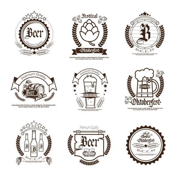 Oktoberfest Cerveja Festival Logos Set Design de cartazes de decoração de férias — Vetor de Stock