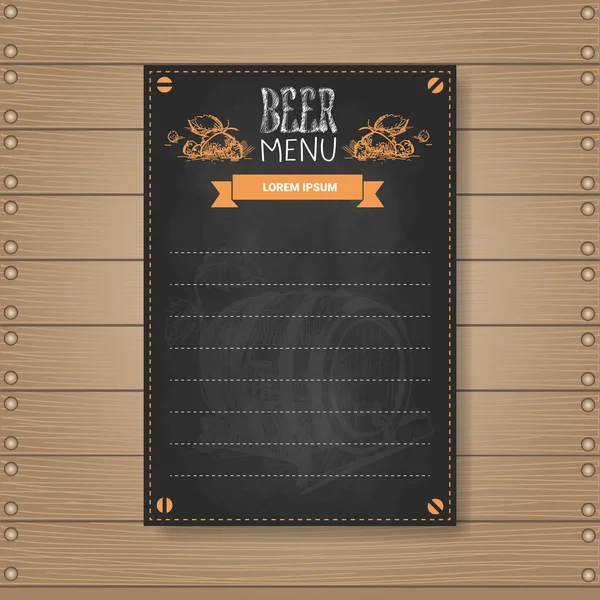 Bira menü tasarımı için ahşap dokulu arka plan üzerinde Chalked Restoran Cafe Pub
