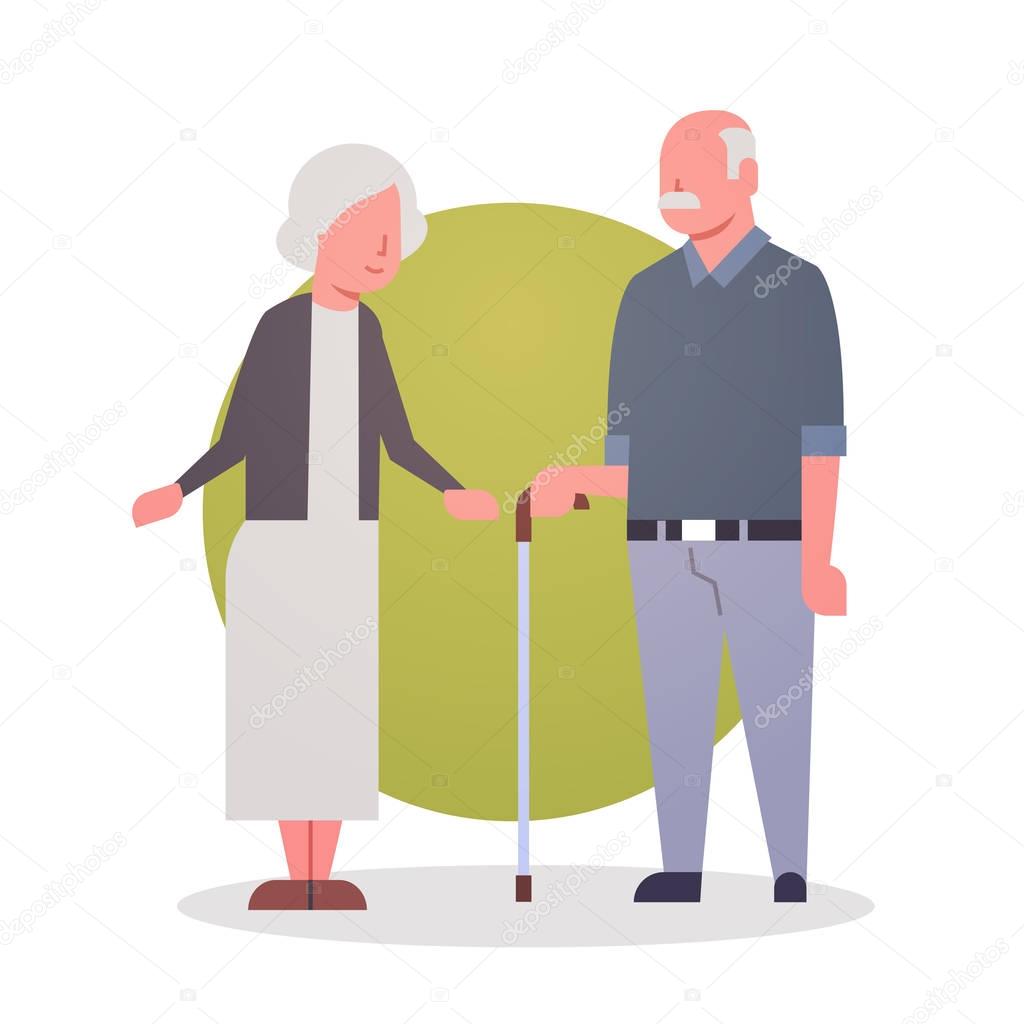 Senior Man And Woman Couple Grandmother And Grandfathr Gray Hair Icon Full Length