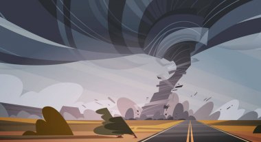 High Road kasırga manzara fırtına oluğun alan doğal afet kavram üzerinde kasırga büküm