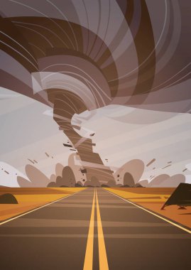High Road kasırga manzara fırtına oluğun alan doğal afet kavram üzerinde kasırga büküm