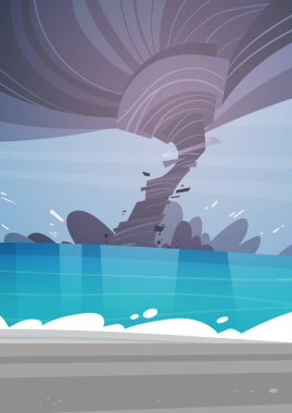 Kasırga gelen deniz Hurricane okyanus plaj manzara fırtına oluğun Twister doğal afet kavramının içinde gelen