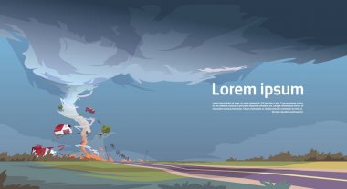 Kırsal kasırga manzara fırtına oluğun Twister alan doğal afet kavram dayanarak Tornado