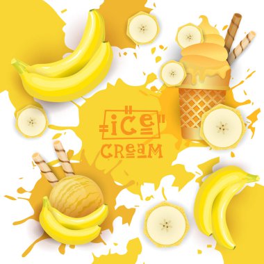 Muz tadı tatlı renkli Poster ile dondurma