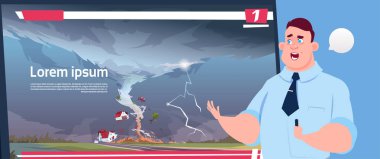 Canlı Tv yayını çiftlik kasırga hasar haber fırtına oluğun kırsal doğal afet kavram yok Tornado hakkında önde gelen adam