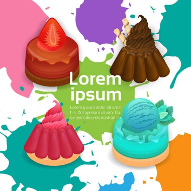 Panna Cotta farklı tat tatlı renkli Poster ayarla