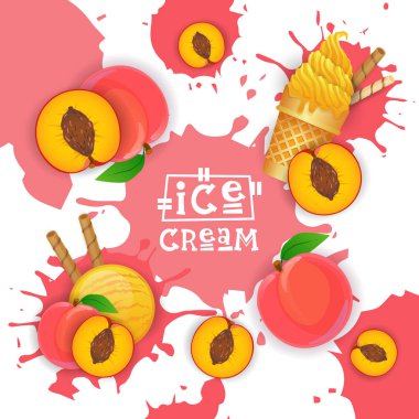 Şeftali tadı tatlı renkli Poster ile dondurma