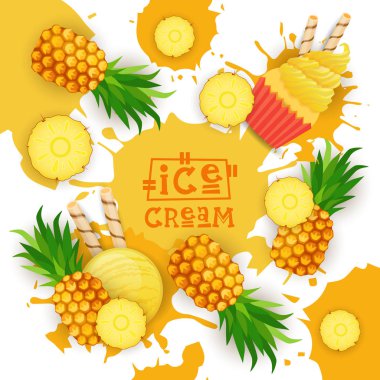 Ananas tadı tatlı renkli Poster ile dondurma