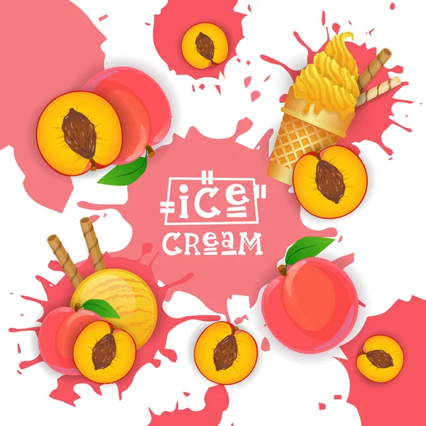 Şeftali tadı tatlı renkli Poster ile dondurma