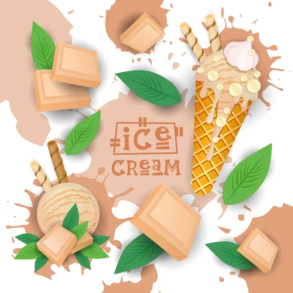 Beyaz çikolata tadı tatlı renkli Poster ile dondurma