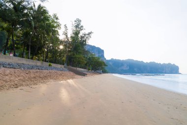 Boş tropikal plaj sahil görünümü deniz tatil hedef okyanus