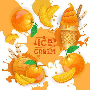 Şeftali tadı tatlı renkli Poster ile dondurma