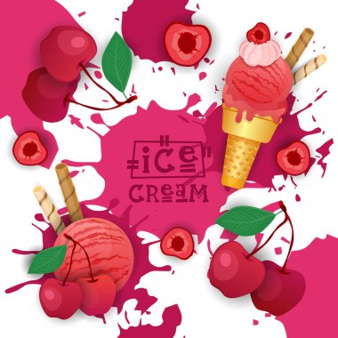 Kiraz tadı tatlı renkli Poster ile dondurma