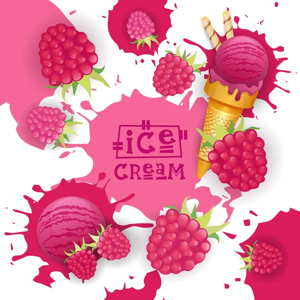 Ahududu tadı tatlı renkli Poster ile dondurma