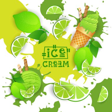 Kireç tat tatlı renkli Poster ile dondurma