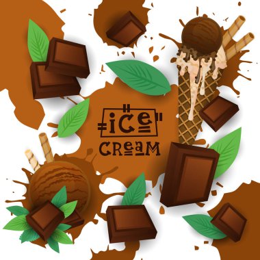Çikolata tadı tatlı renkli Poster ile dondurma