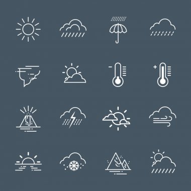 Gri arka plan iklim Weather simge kümesi koleksiyonu tahmin