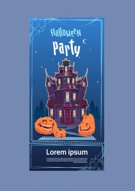 Mutlu Cadılar Bayramı Gotik Castle hayaletlere Moonlight tatil tebrik kartı kavramı ile