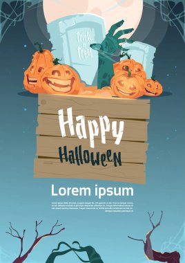 Mutlu Cadılar Bayramı partisi Banner Pumpkins mezarlığı geleneksel süsleme tatil tebrik kartı