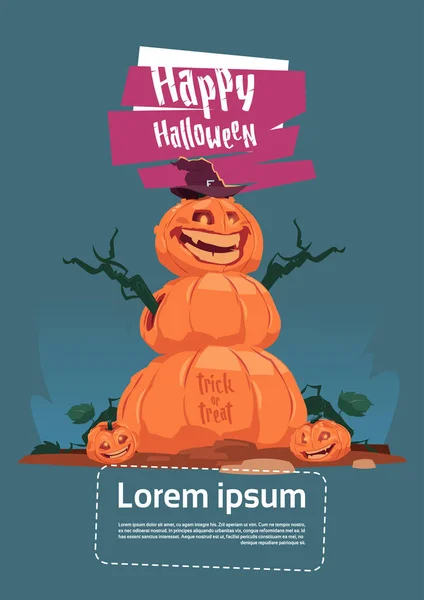 Épouvantail, Jack Lantern Happy Halloween Banner Party Celebration Concept — Image vectorielle