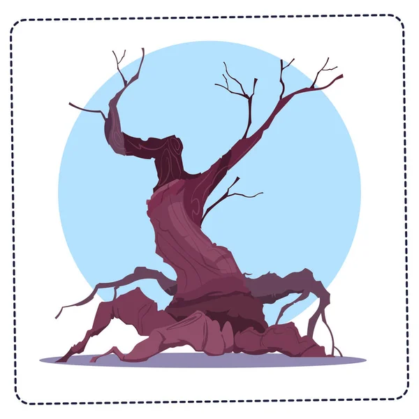 Τρομακτικό παλιό δέντρο εικονίδιο έννοια χαρούμενες Απόκριες διακοπών ευχετήρια κάρτα — Διανυσματικό Αρχείο