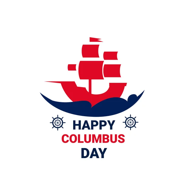 Feliz Día de Colón Nacional EE.UU. Tarjeta de felicitación de vacaciones Icono aislado — Vector de stock