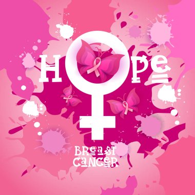 Pembe kurdele kelebek Meme Kanseri Bilinçlendirme afiş