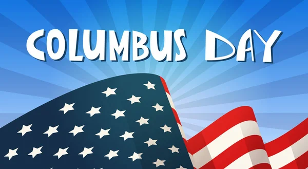 Feliz Día de Colón Nacional EE.UU. Tarjeta de felicitación de vacaciones con bandera americana — Archivo Imágenes Vectoriales