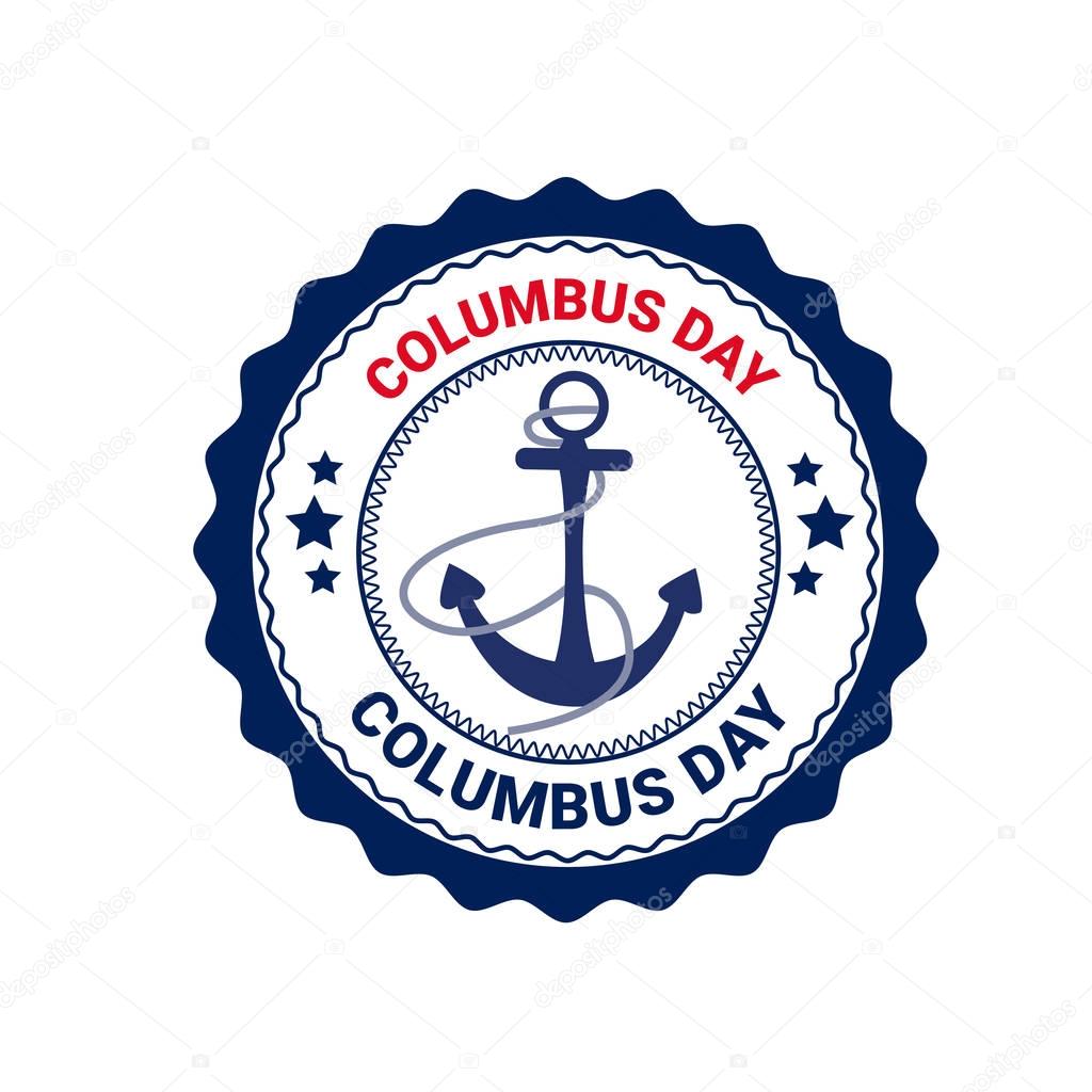 Happy Columbus Day National Usa Holiday Greeting Card Icon Isolated Flat Vector Illustration