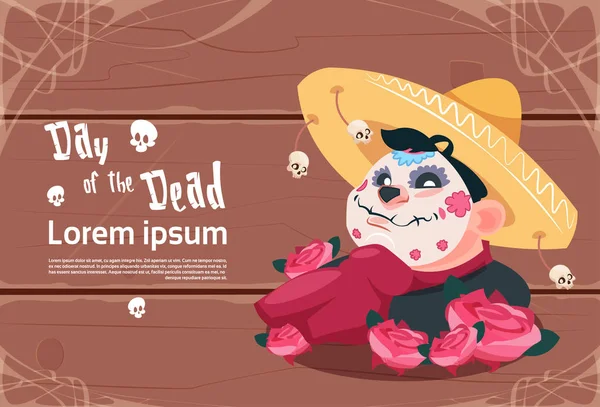 Nap halott hagyományos mexikói Halloween Holiday Party dekoráció Banner pályázati — Stock Vector