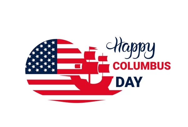 Feliz Día de Colón Nacional EE.UU. Tarjeta de felicitación de vacaciones Icono aislado — Vector de stock