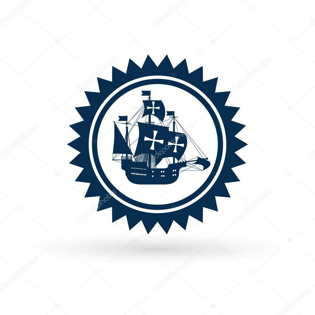 Happy Columbus Day National Usa Holiday Greeting Card Icon Isolated Flat Vector Illustration