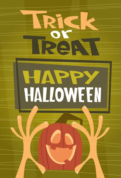 Happy Halloween Banner Trick eller behandla begreppet Holiday gratulationskort skräck Festinbjudan — Stock vektor