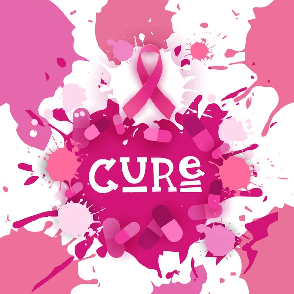 Brustkrebs Bewusstsein Monat rosa Schleife Symbol — Stockvektor