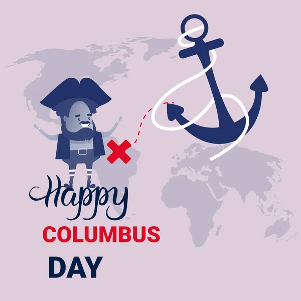 Ευτυχισμένη ημέρα Columbus Holiday εθνικό ΗΠΑ ευχετήρια κάρτα Banner — Διανυσματικό Αρχείο