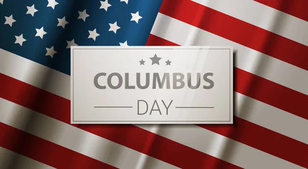 Feliz Día de Colón Nacional EE.UU. Tarjeta de felicitación de vacaciones con bandera americana — Vector de stock