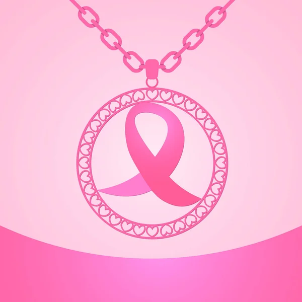 粉红丝带乳腺癌癌症认识横幅概念 — 图库矢量图片
