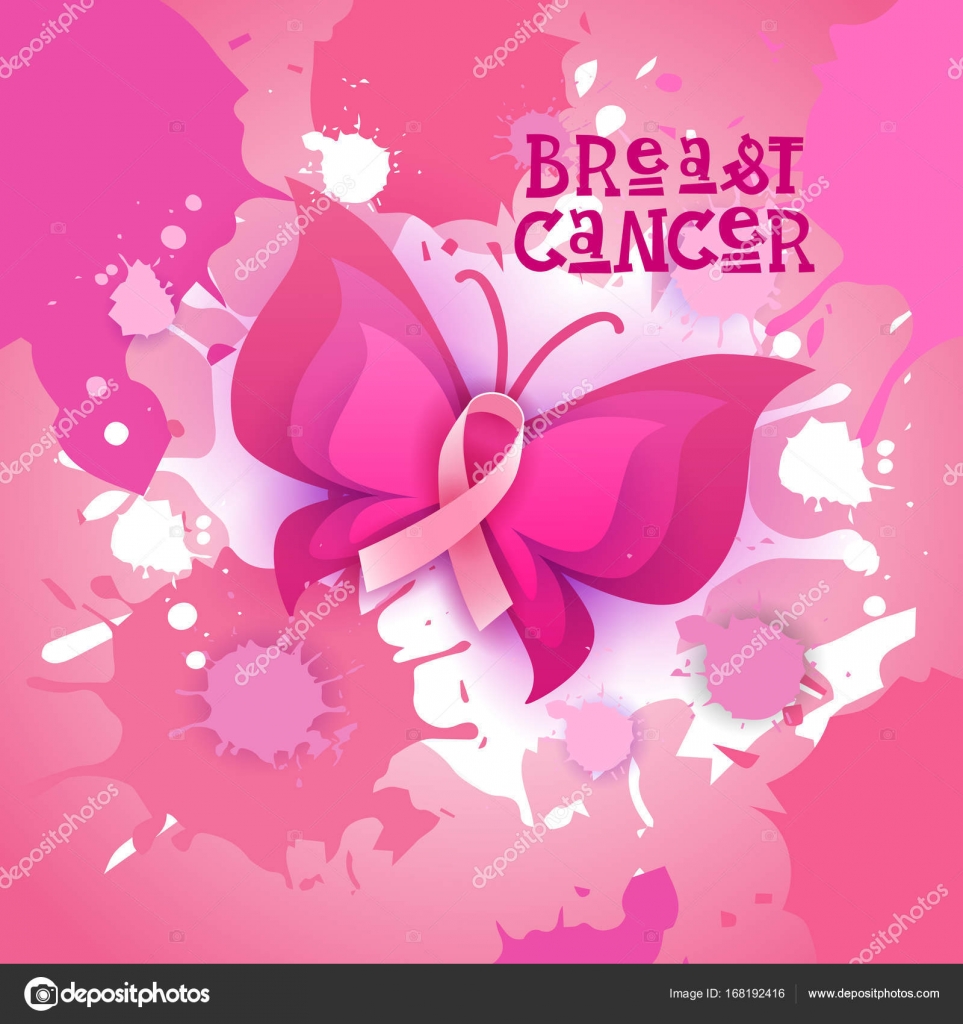 Pink Ribbon Butterfly Breast Cancer Awareness Banner Stock Vector by ...