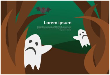 Hayaletler Cadılar Bayramın kutlu olsun afiş korkunç tatil dekorasyon ile ahşap