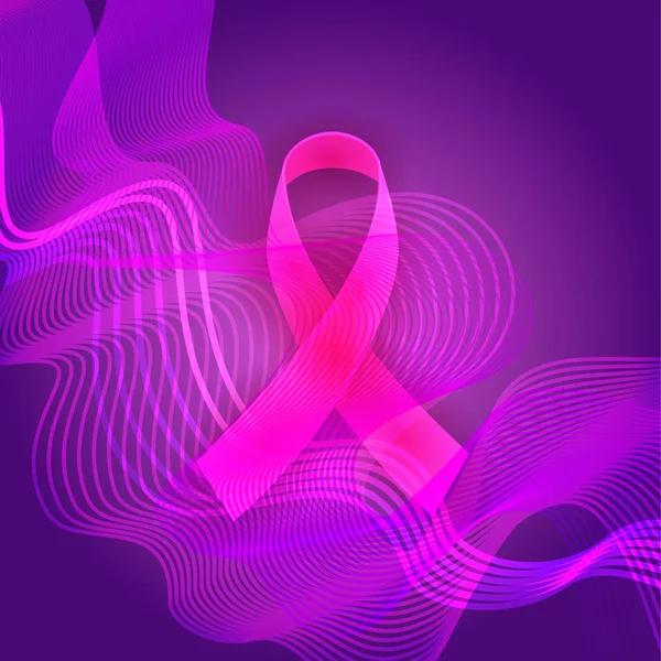 Розовая лента Знамя информированности о раке груди — стоковый вектор